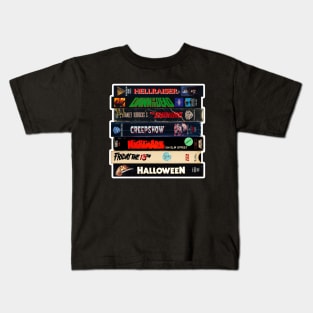 Vintage VHS Stack Horror Graphic Kids T-Shirt